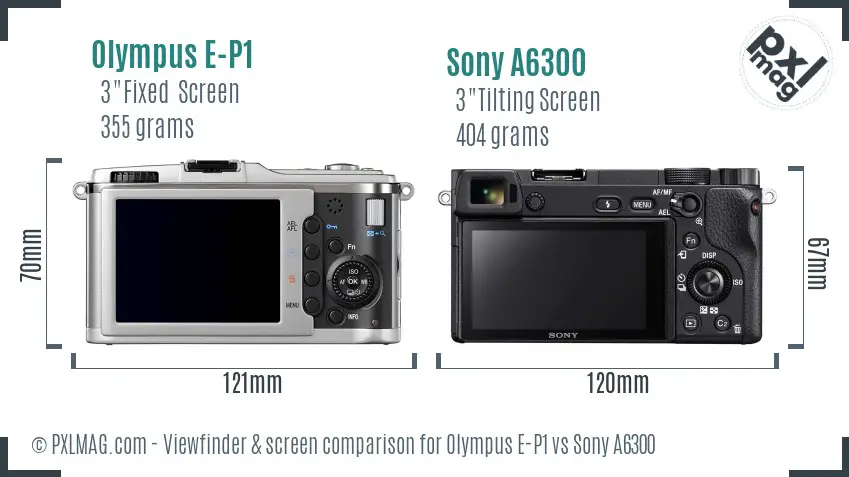 Olympus E-P1 vs Sony A6300 Screen and Viewfinder comparison