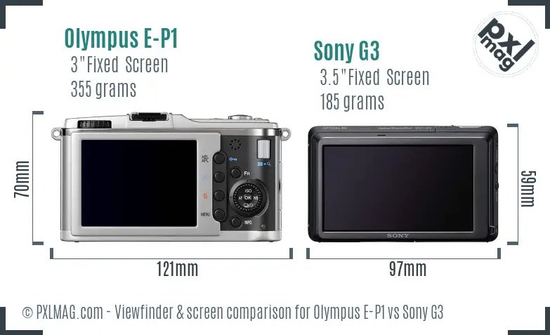 Olympus E-P1 vs Sony G3 Screen and Viewfinder comparison