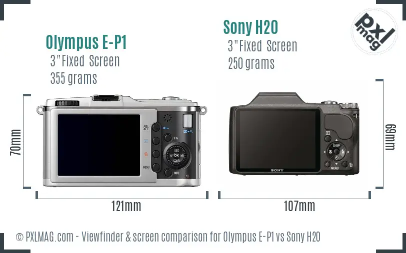 Olympus E-P1 vs Sony H20 Screen and Viewfinder comparison