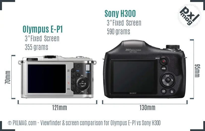 Olympus E-P1 vs Sony H300 Screen and Viewfinder comparison