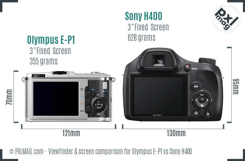 Olympus E-P1 vs Sony H400 Screen and Viewfinder comparison