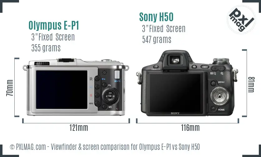 Olympus E-P1 vs Sony H50 Screen and Viewfinder comparison