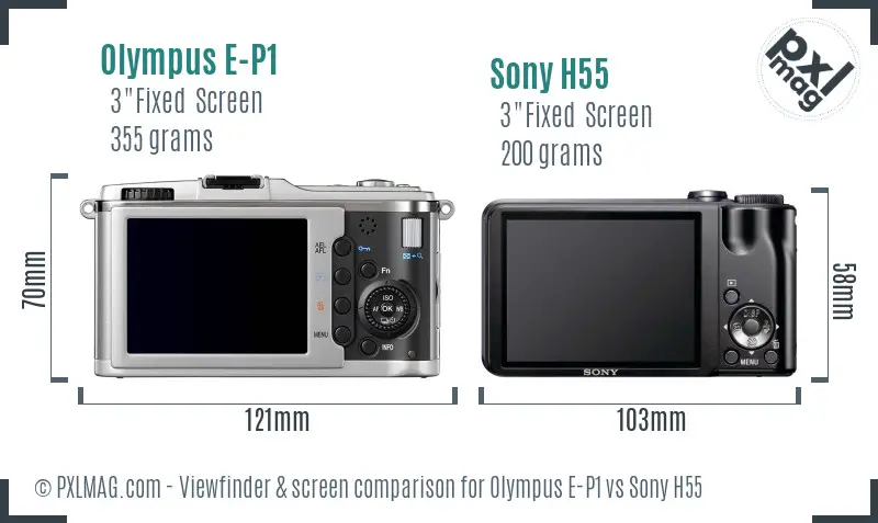 Olympus E-P1 vs Sony H55 Screen and Viewfinder comparison