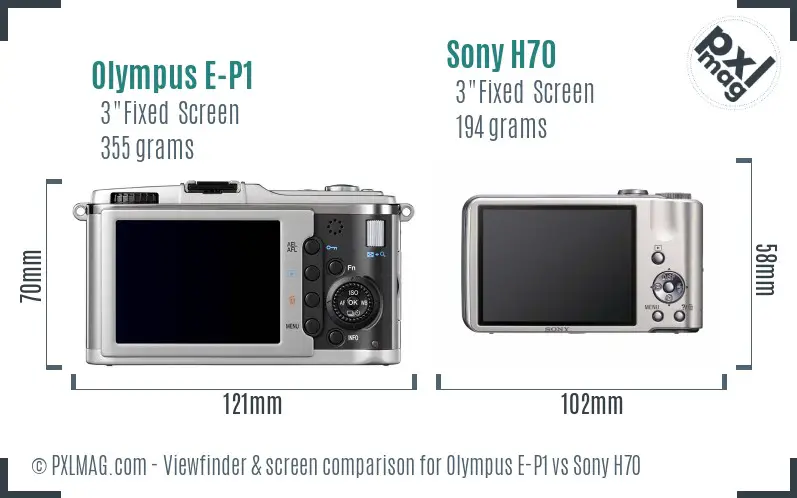 Olympus E-P1 vs Sony H70 Screen and Viewfinder comparison