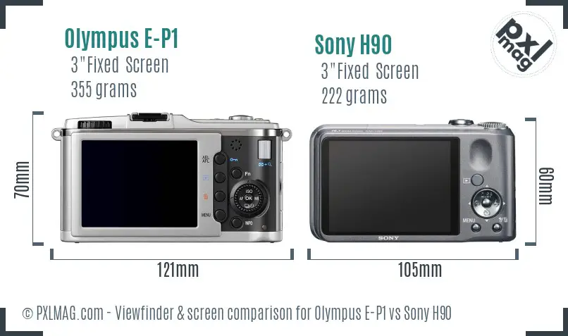 Olympus E-P1 vs Sony H90 Screen and Viewfinder comparison