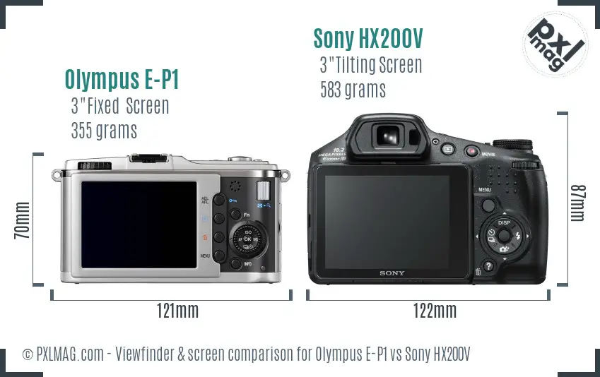 Olympus E-P1 vs Sony HX200V Screen and Viewfinder comparison