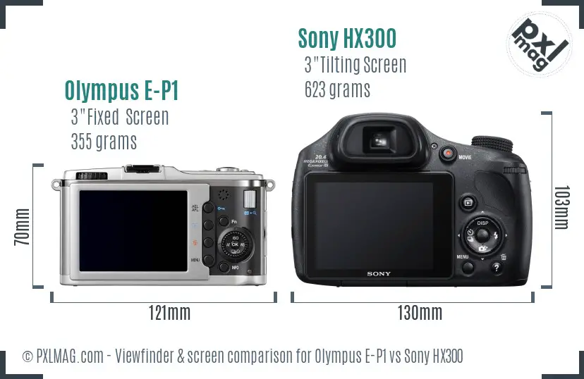 Olympus E-P1 vs Sony HX300 Screen and Viewfinder comparison