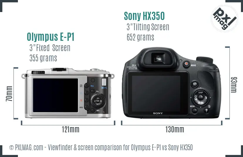 Olympus E-P1 vs Sony HX350 Screen and Viewfinder comparison