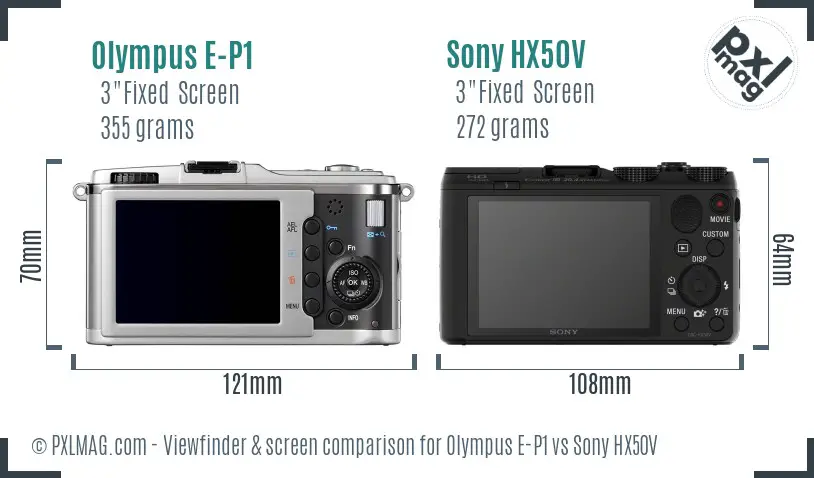 Olympus E-P1 vs Sony HX50V Screen and Viewfinder comparison