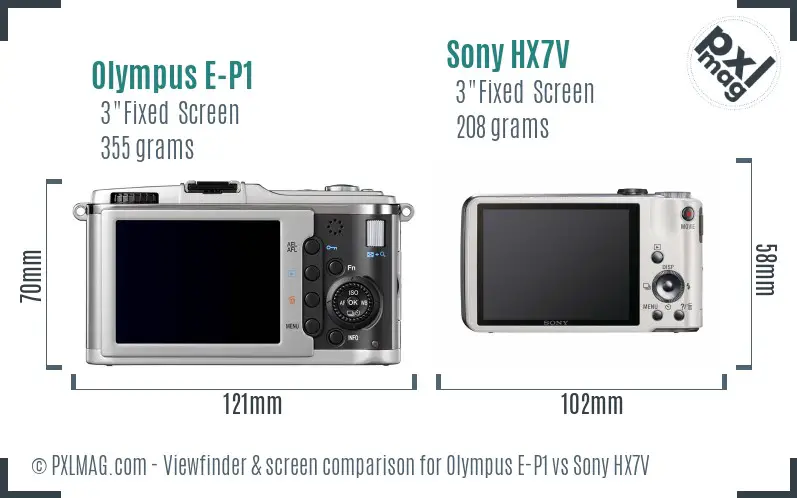 Olympus E-P1 vs Sony HX7V Screen and Viewfinder comparison