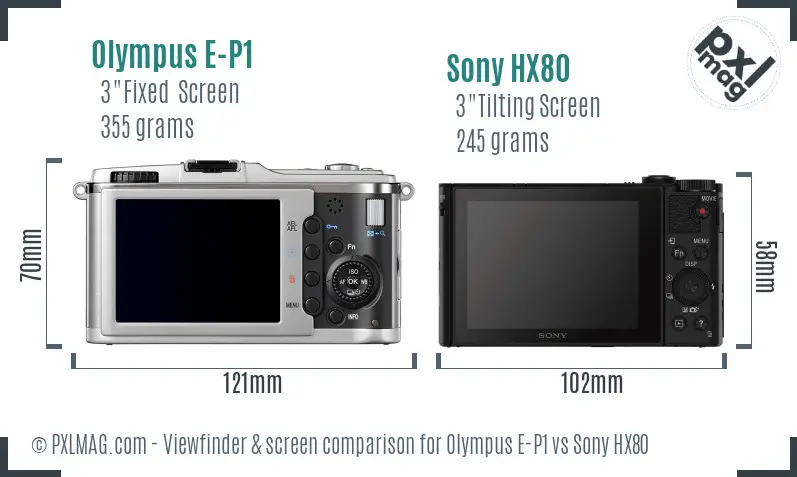 Olympus E-P1 vs Sony HX80 Screen and Viewfinder comparison