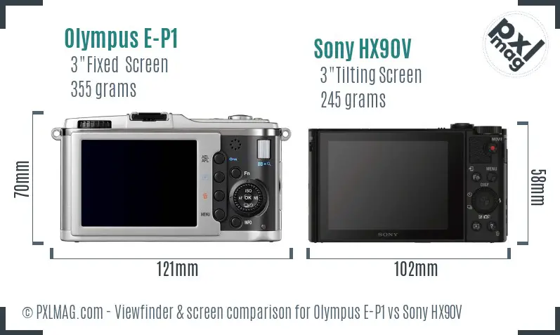 Olympus E-P1 vs Sony HX90V Screen and Viewfinder comparison