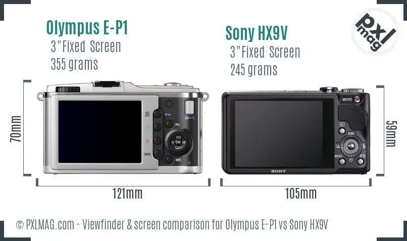Olympus E-P1 vs Sony HX9V Screen and Viewfinder comparison
