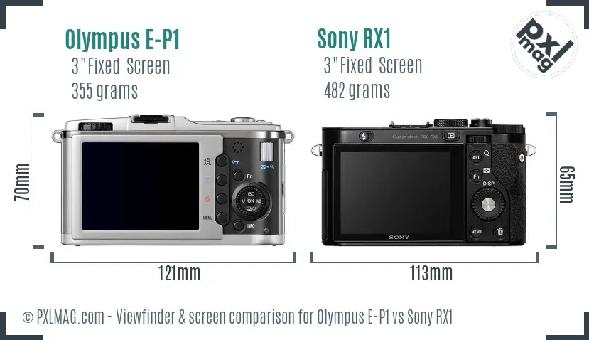 Olympus E-P1 vs Sony RX1 Screen and Viewfinder comparison
