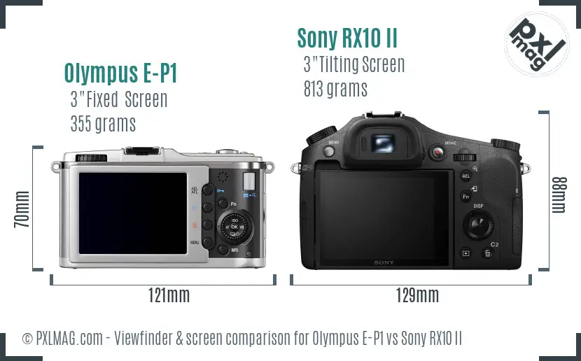 Olympus E-P1 vs Sony RX10 II Screen and Viewfinder comparison