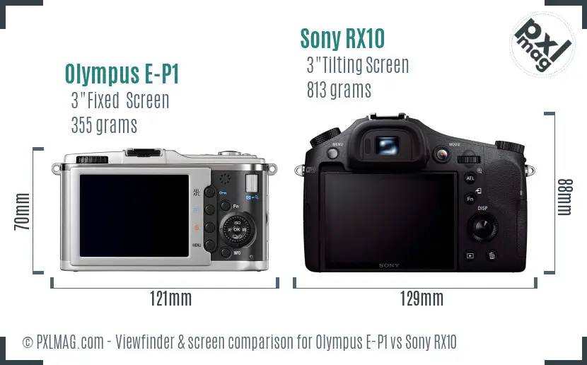 Olympus E-P1 vs Sony RX10 Screen and Viewfinder comparison