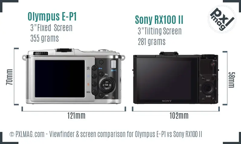 Olympus E-P1 vs Sony RX100 II Screen and Viewfinder comparison