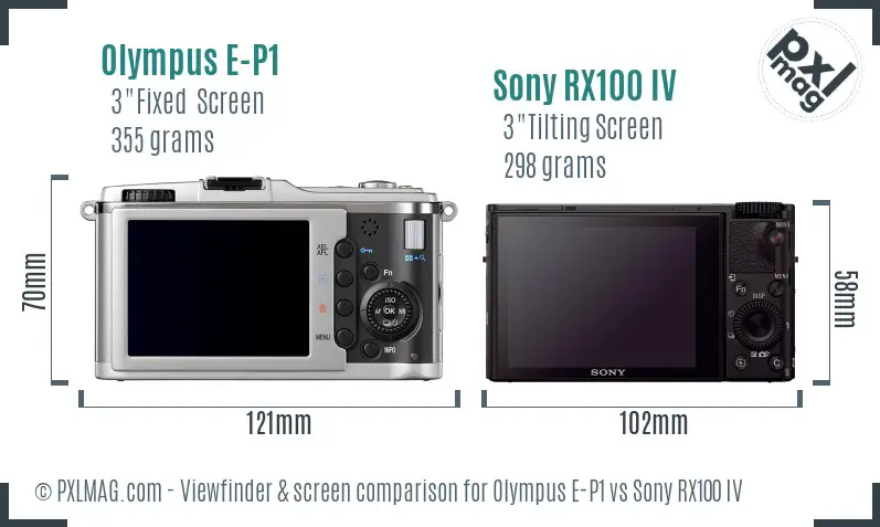 Olympus E-P1 vs Sony RX100 IV Screen and Viewfinder comparison
