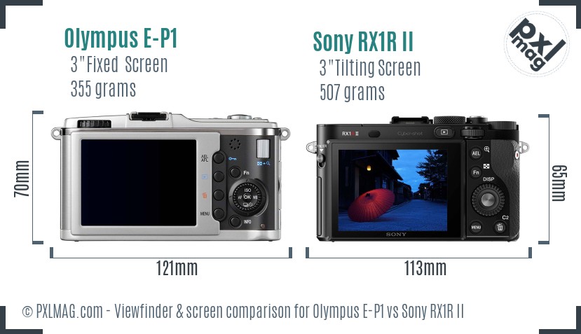 Olympus E-P1 vs Sony RX1R II Screen and Viewfinder comparison