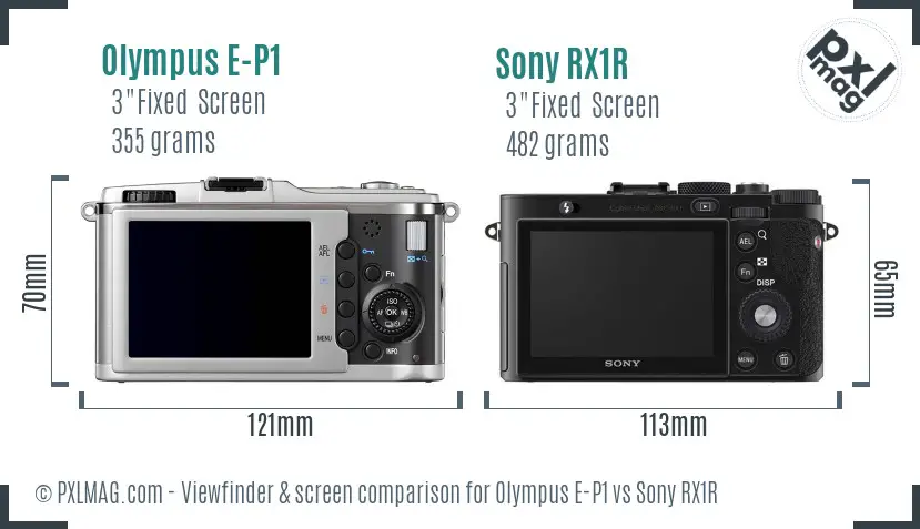 Olympus E-P1 vs Sony RX1R Screen and Viewfinder comparison