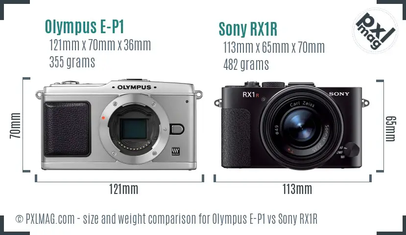 Olympus E-P1 vs Sony RX1R size comparison