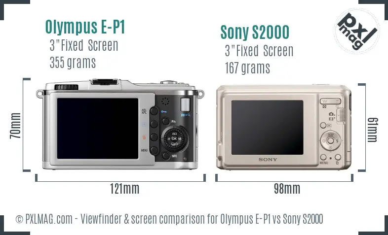 Olympus E-P1 vs Sony S2000 Screen and Viewfinder comparison