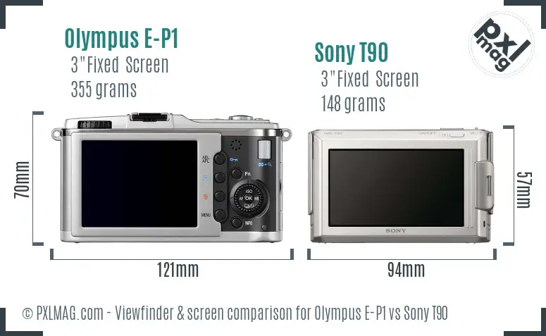 Olympus E-P1 vs Sony T90 Screen and Viewfinder comparison