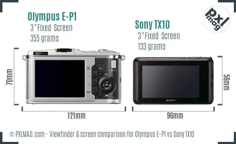 Olympus E-P1 vs Sony TX10 Screen and Viewfinder comparison