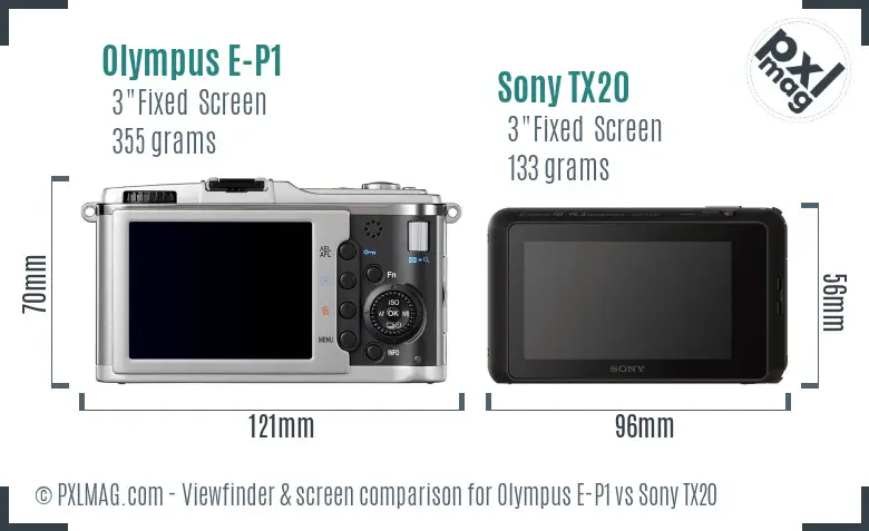 Olympus E-P1 vs Sony TX20 Screen and Viewfinder comparison