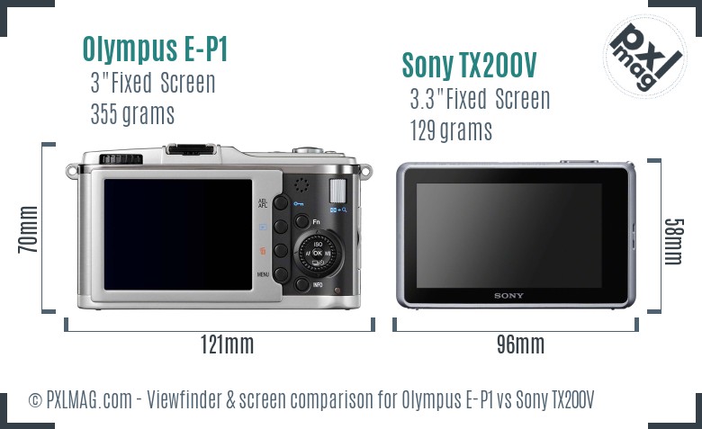 Olympus E-P1 vs Sony TX200V Screen and Viewfinder comparison