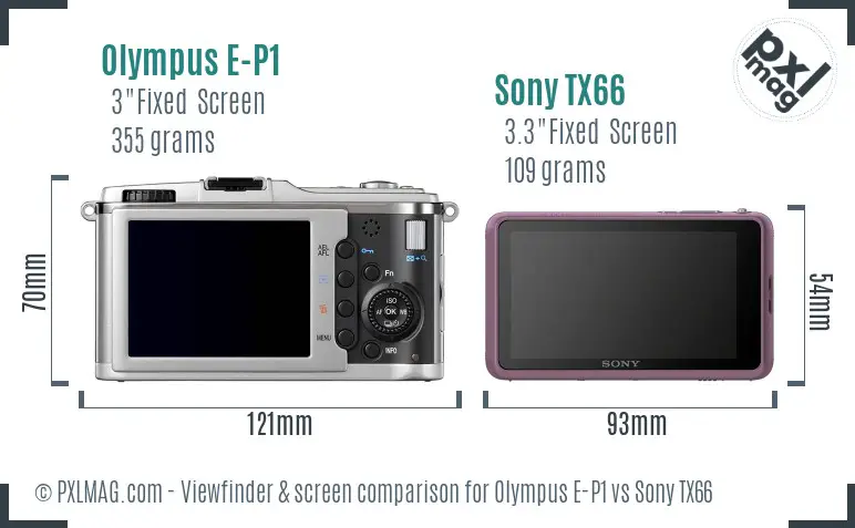 Olympus E-P1 vs Sony TX66 Screen and Viewfinder comparison