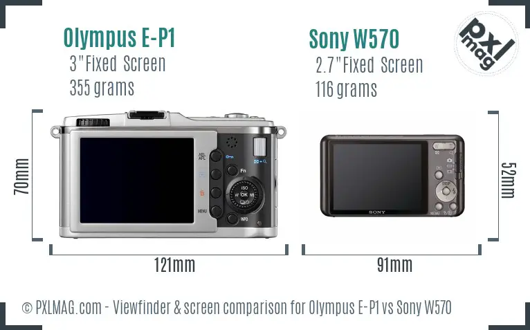 Olympus E-P1 vs Sony W570 Screen and Viewfinder comparison