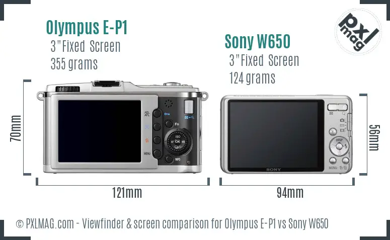 Olympus E-P1 vs Sony W650 Screen and Viewfinder comparison Olympus E-P1 vs Sony W650 Screen and Viewfinder comparison