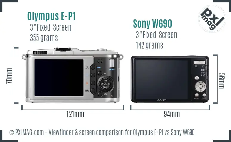 Olympus E-P1 vs Sony W690 Screen and Viewfinder comparison