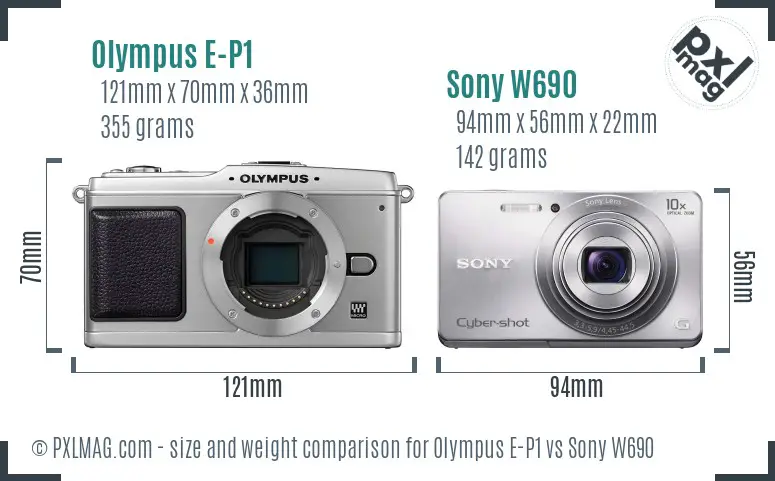 Olympus E-P1 vs Sony W690 size comparison