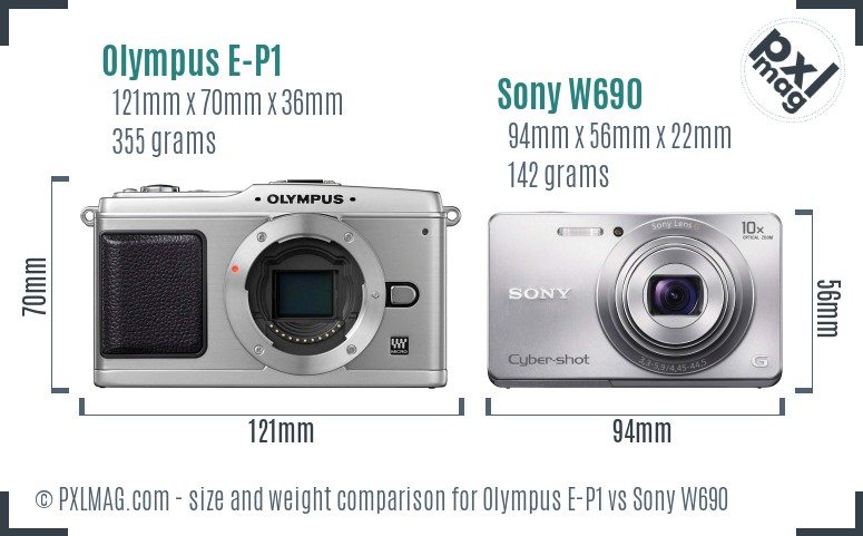 Olympus E-P1 vs Sony W690 size comparison Olympus E-P1 vs Sony W690 size comparison