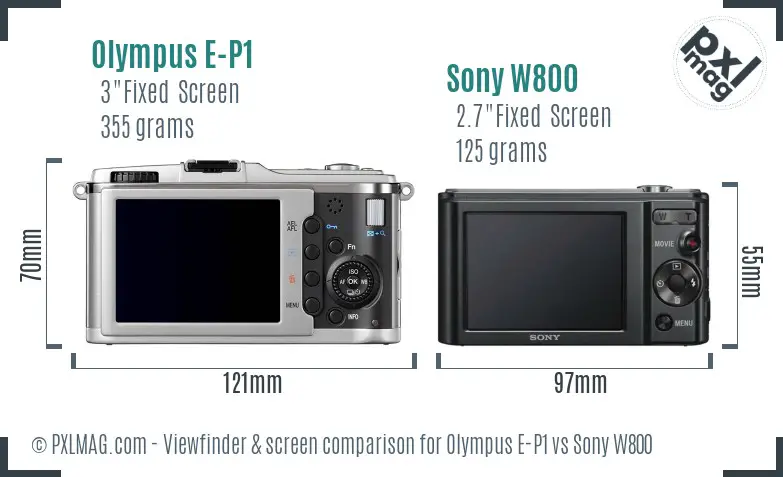 Olympus E-P1 vs Sony W800 Screen and Viewfinder comparison