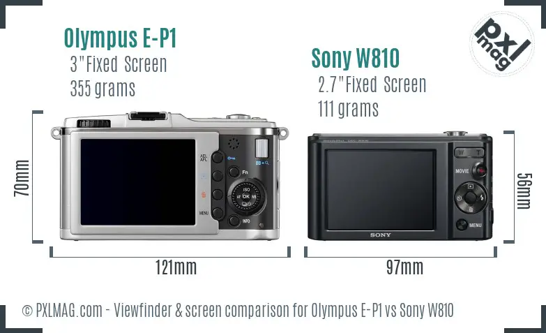 Olympus E-P1 vs Sony W810 Screen and Viewfinder comparison