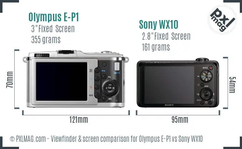 Olympus E-P1 vs Sony WX10 Screen and Viewfinder comparison