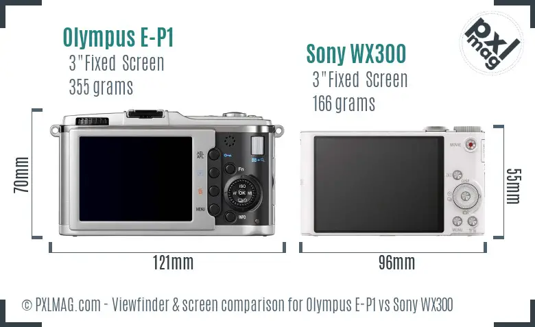 Olympus E-P1 vs Sony WX300 Screen and Viewfinder comparison