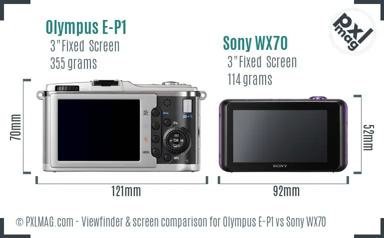 Olympus E-P1 vs Sony WX70 Screen and Viewfinder comparison