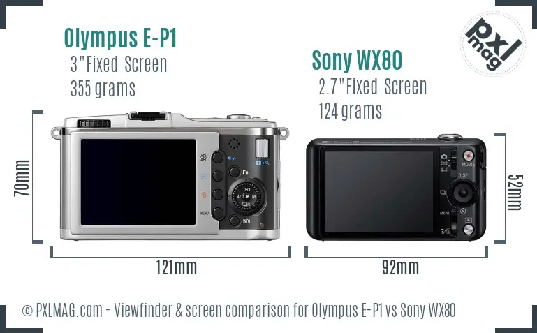Olympus E-P1 vs Sony WX80 Screen and Viewfinder comparison