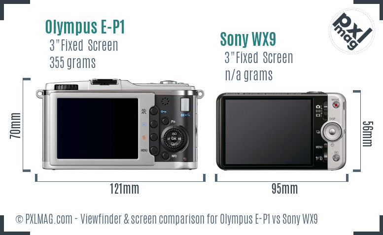 Olympus E-P1 vs Sony WX9 Screen and Viewfinder comparison