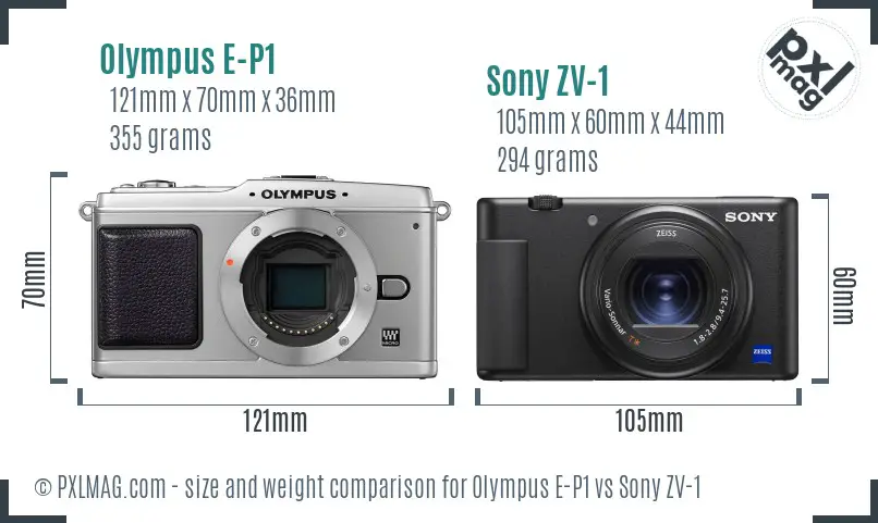 Olympus E-P1 vs Sony ZV-1 size comparison