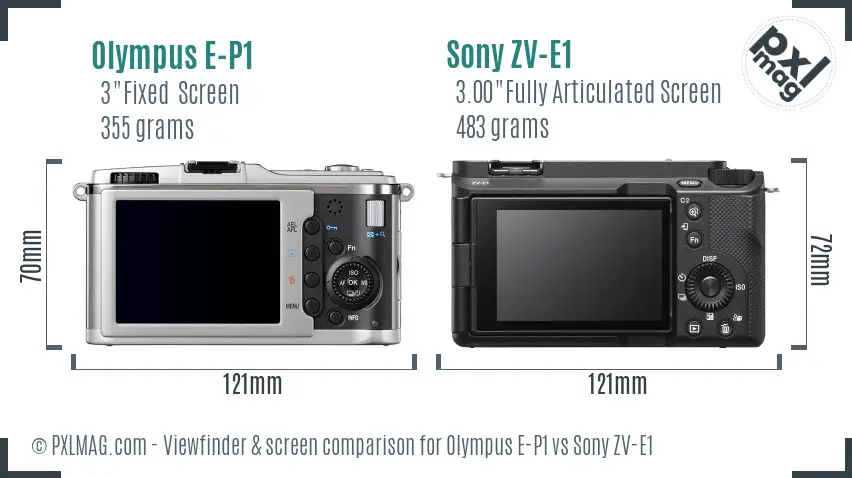 Olympus E-P1 vs Sony ZV-E1 Screen and Viewfinder comparison