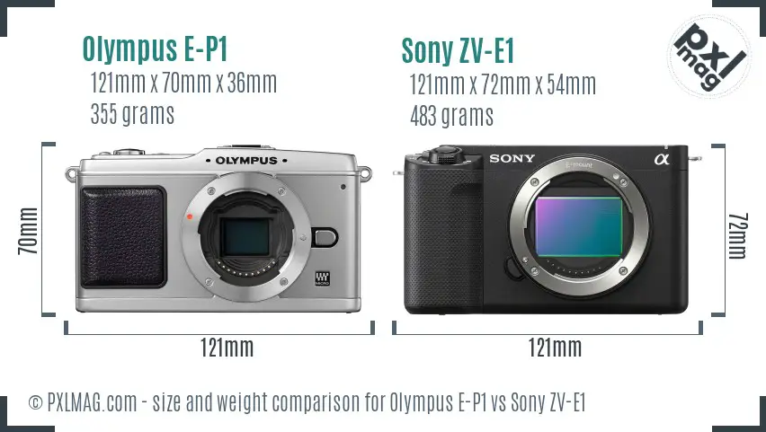 Olympus E-P1 vs Sony ZV-E1 size comparison