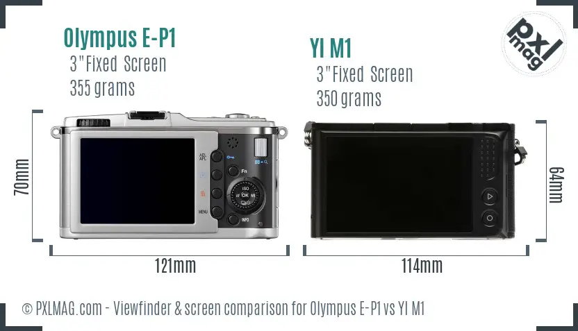 Olympus E-P1 vs YI M1 Screen and Viewfinder comparison