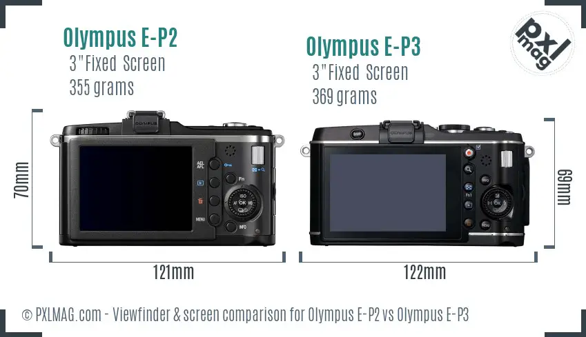 Olympus E-P2 vs Olympus E-P3 Screen and Viewfinder comparison