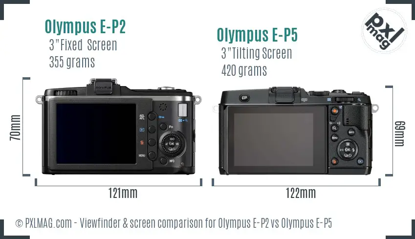 Olympus E-P2 vs Olympus E-P5 Screen and Viewfinder comparison