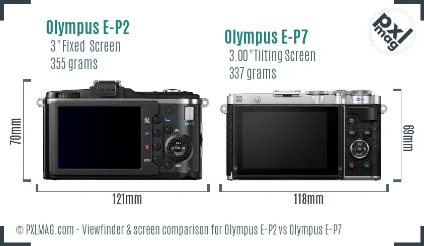 Olympus E-P2 vs Olympus E-P7 Screen and Viewfinder comparison